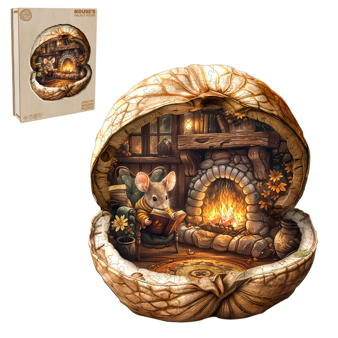 mouse's walnut house Wooden Jigsaw Puzzle