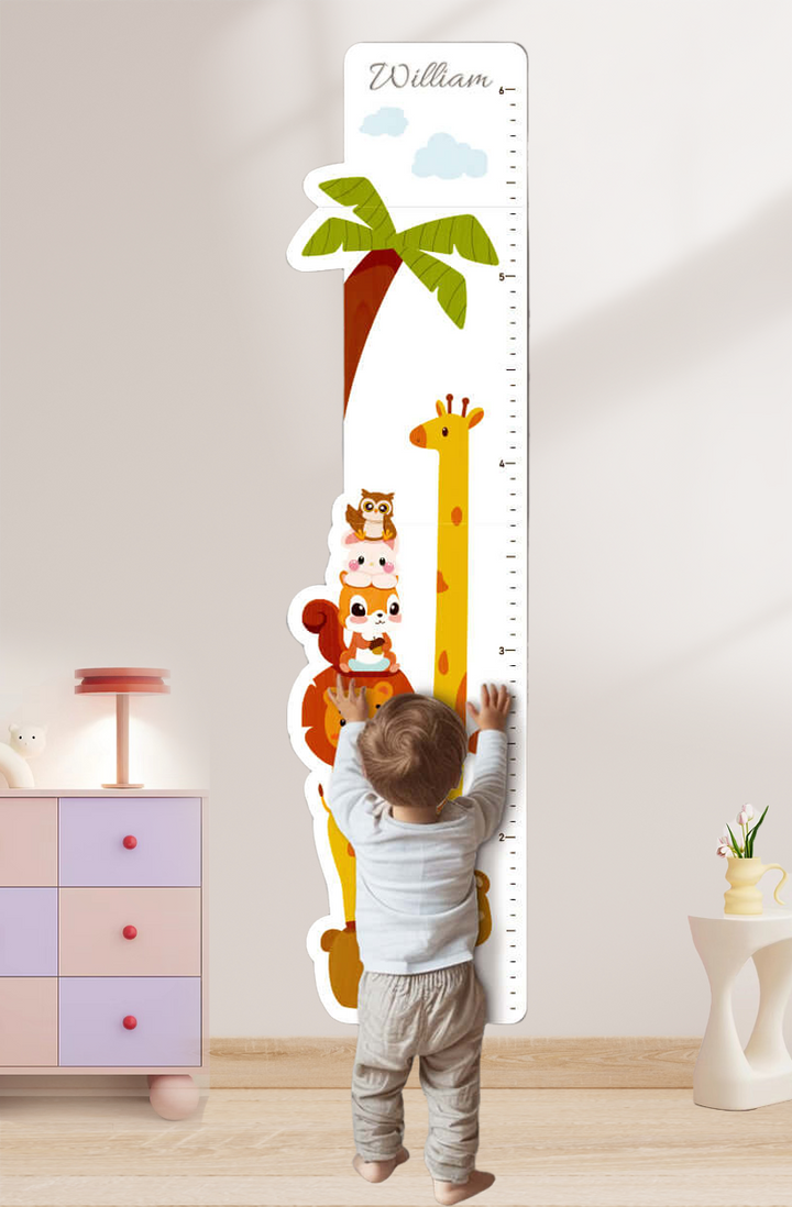 Personalized Wooden Cute Animals Growth Chart Ruler