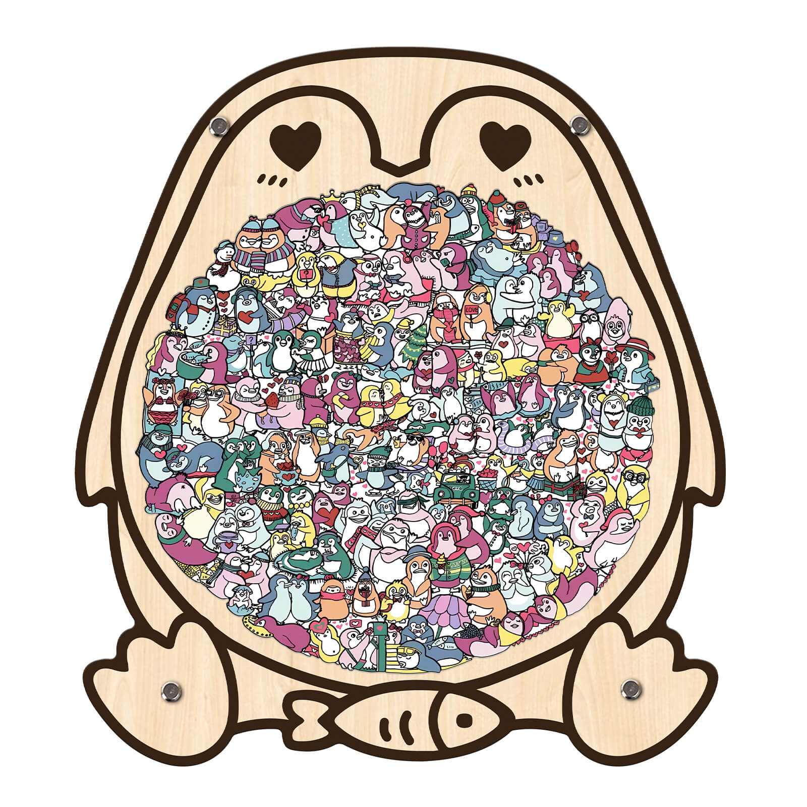 Puzzle en bois en forme de pingouin mignon