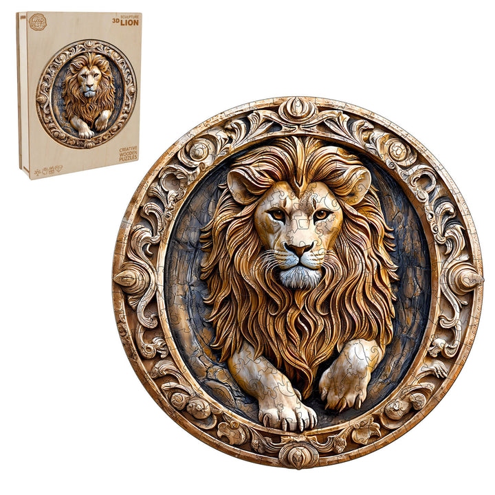 3D sculpture lion Wooden Jigsaw Puzzle