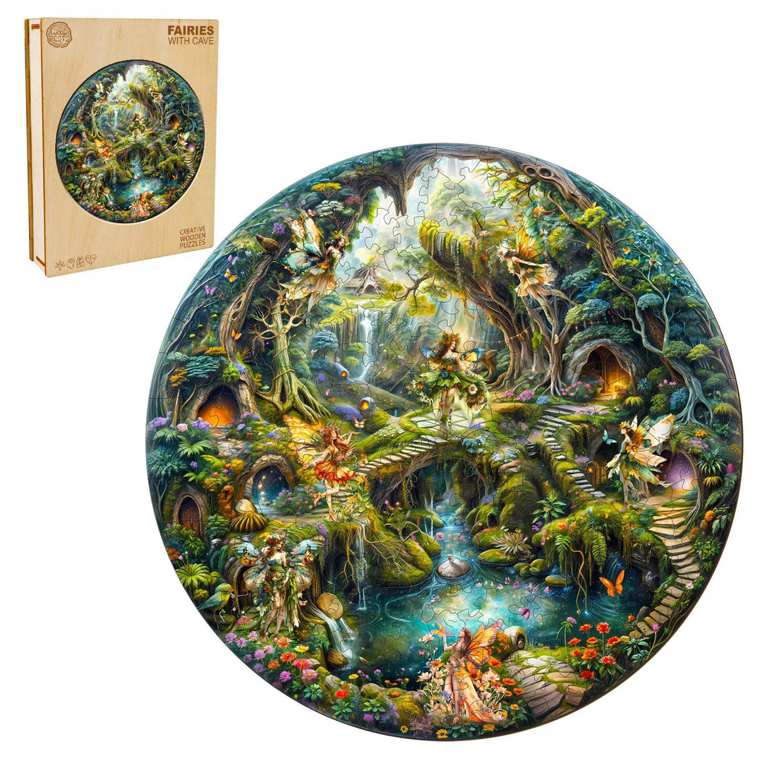 Fairies with Cave Wooden Jigsaw Puzzle - Woodbests