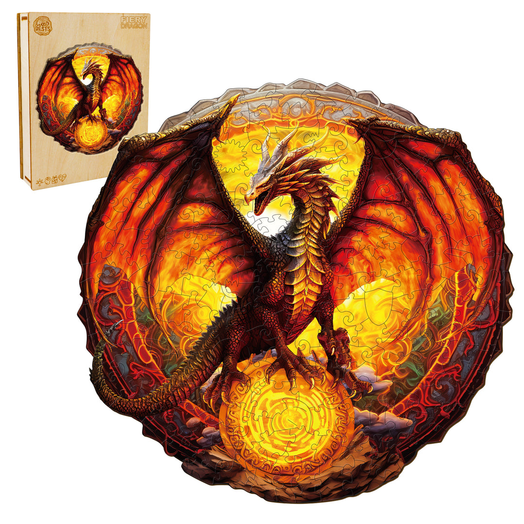Fiery Dragon Wooden Jigsaw Puzzle-Woodbests