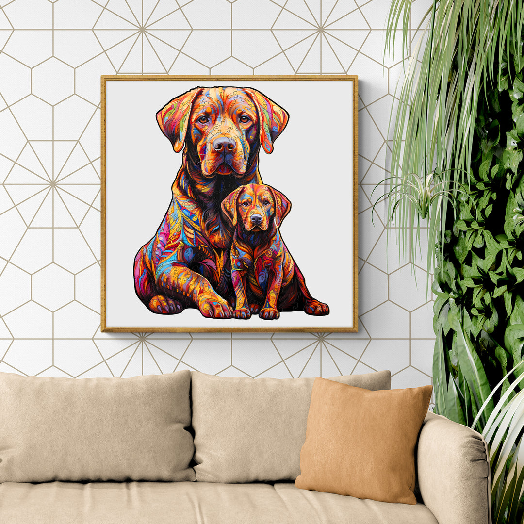 Parent-child Labrador-2 Wooden Jigsaw Puzzle-Woodbests