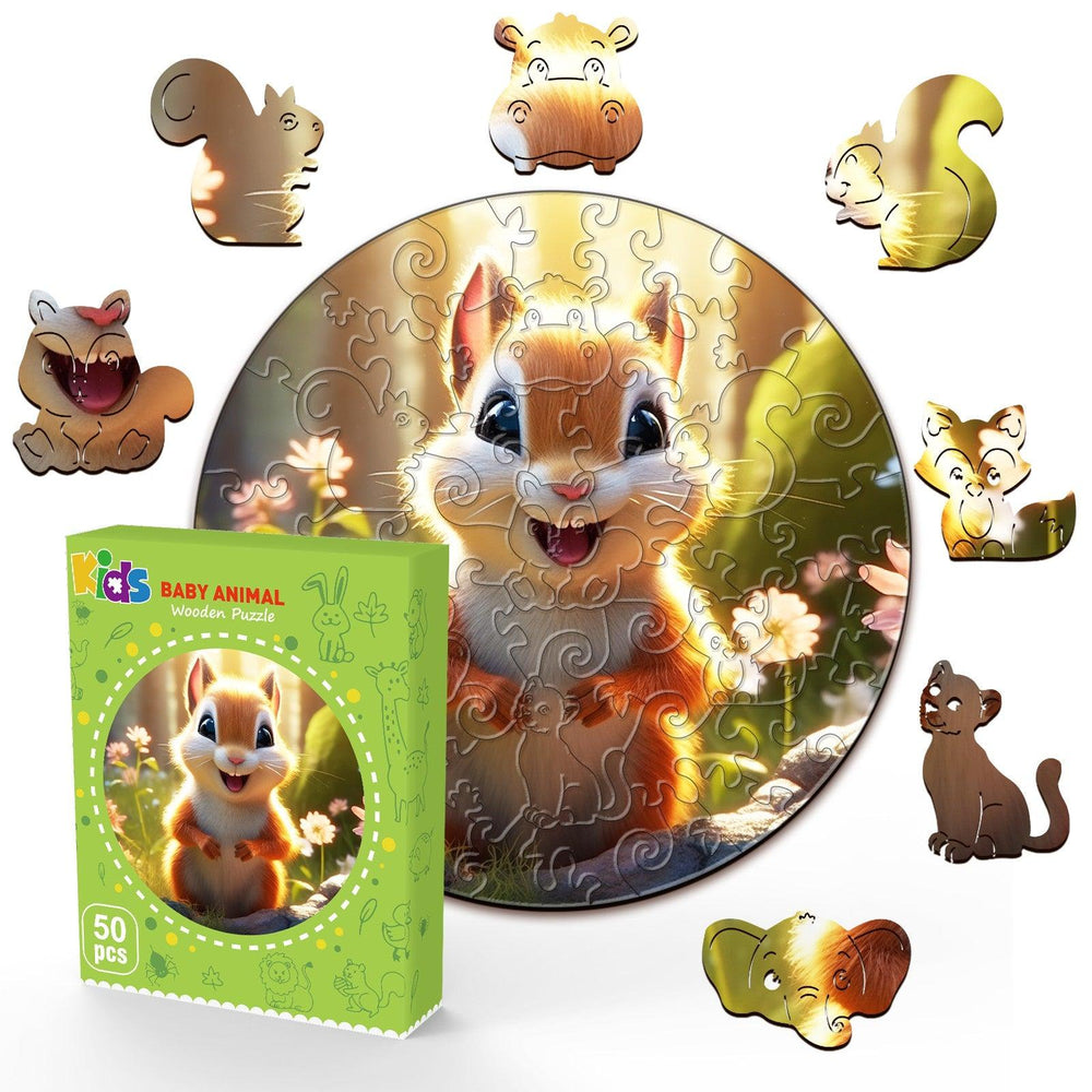 Cute Squirrel Children's Wooden Jigsaw Puzzle-Woodbests
