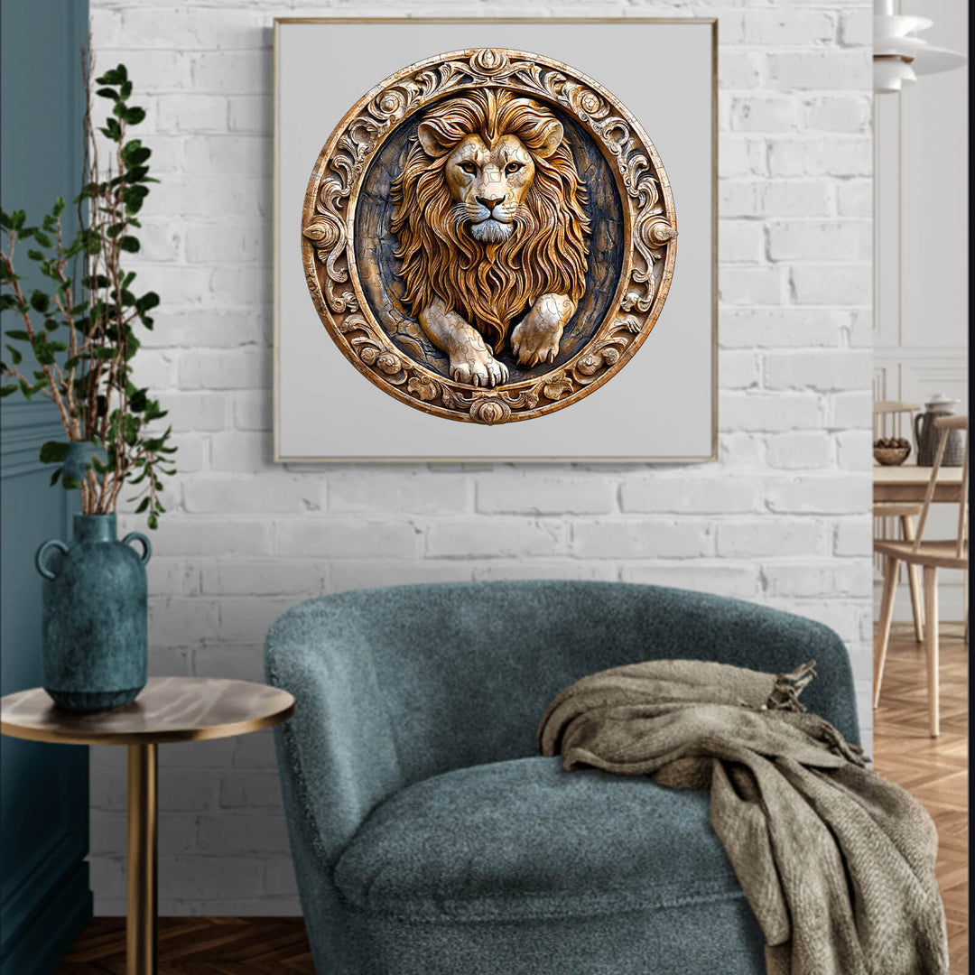 3D sculpture lion Wooden Jigsaw Puzzle