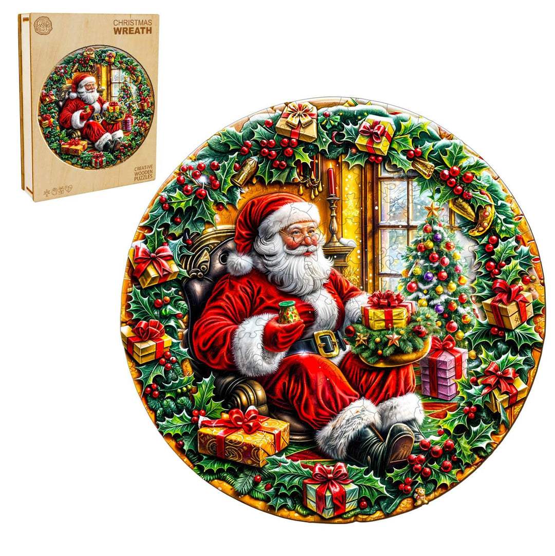 Christmas Wreath Wooden Jigsaw Puzzle - Woodbests