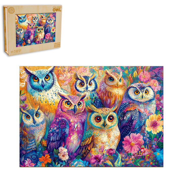 Colored Owl Wooden Jigsaw Puzzle