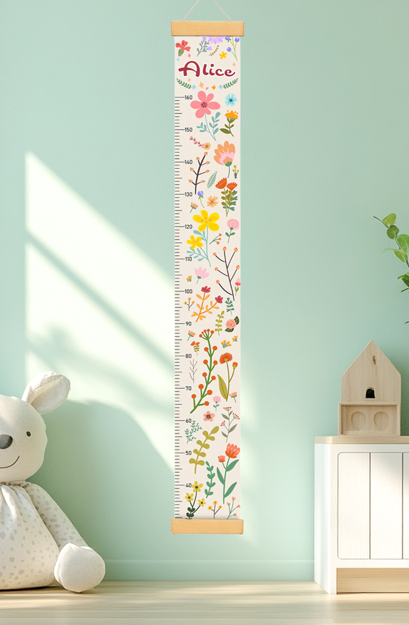 Personalisierter hängender Leinwand-Höhenmesser mit blühenden Blumen