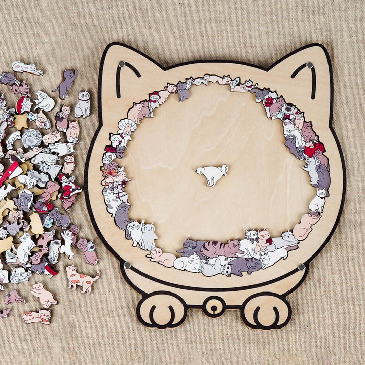 Morandi-Colored Cat/Dog Shaped Wooden Jigsaw Puzzle