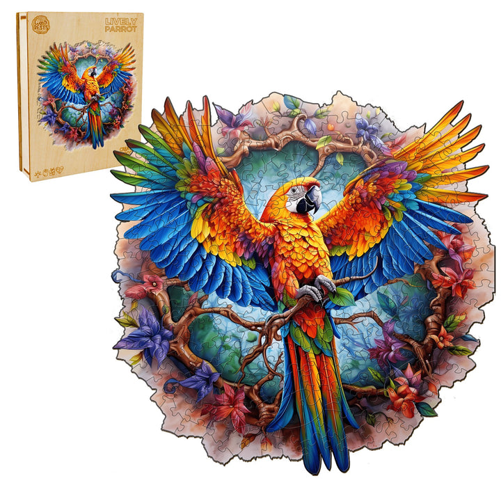 Lively Parrot Wooden Jigsaw Puzzle-Woodbests