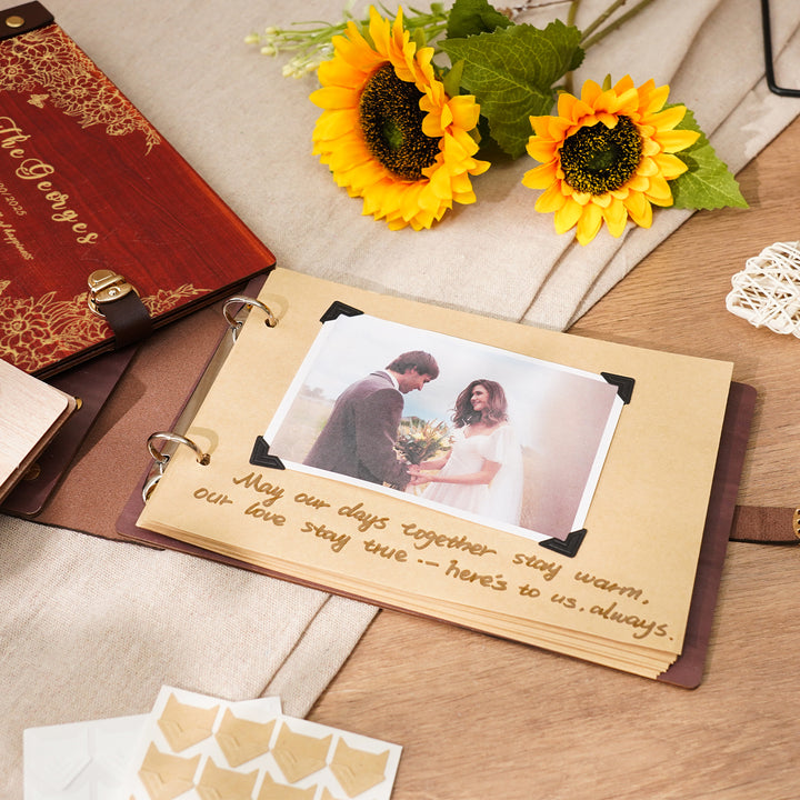 Personalized wooden memory book - Family Christmas Photo Album