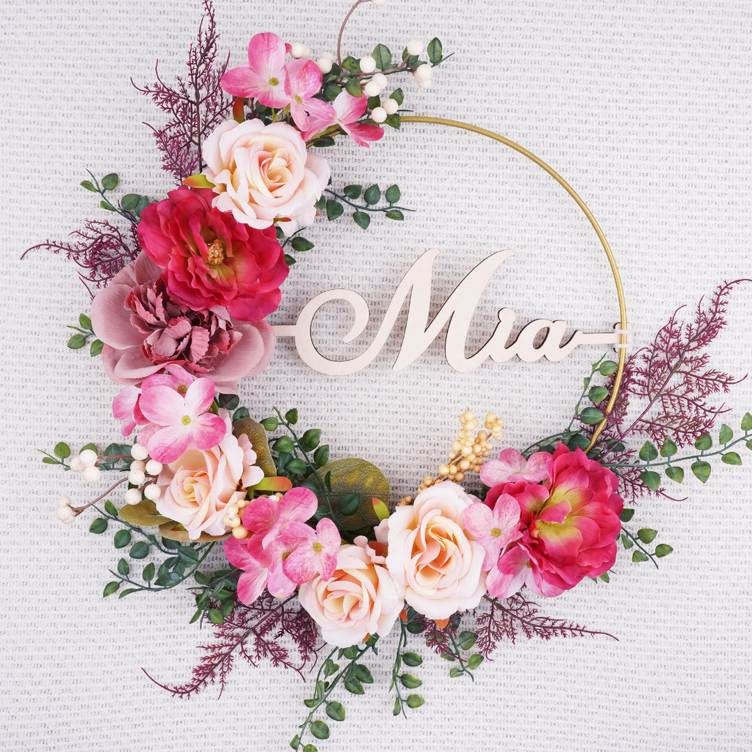 Personalized Blossom Flora Wreath-Woodbests