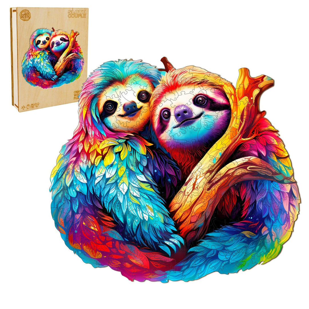 Sloth Couple Wooden Jigsaw Puzzle