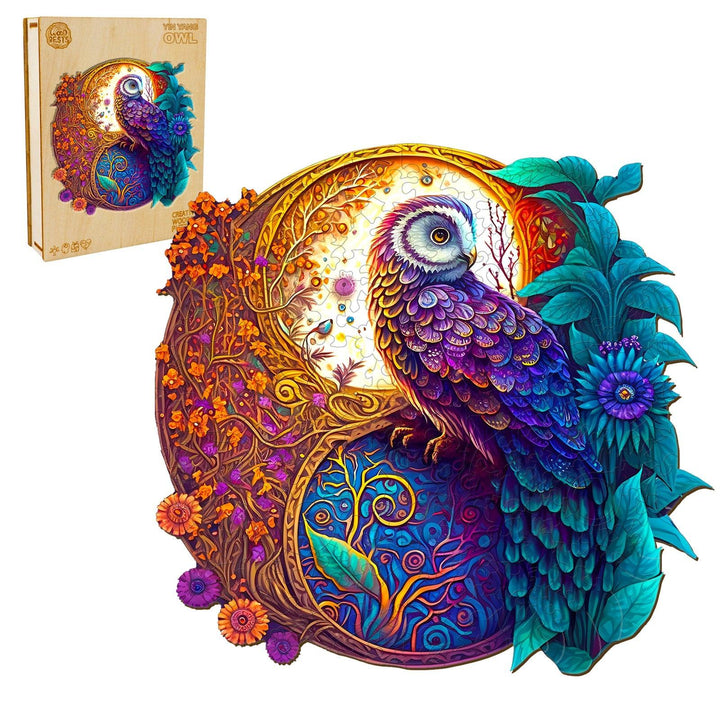 Yin Yang Owl 1 Wooden Jigsaw Puzzle-Woodbests