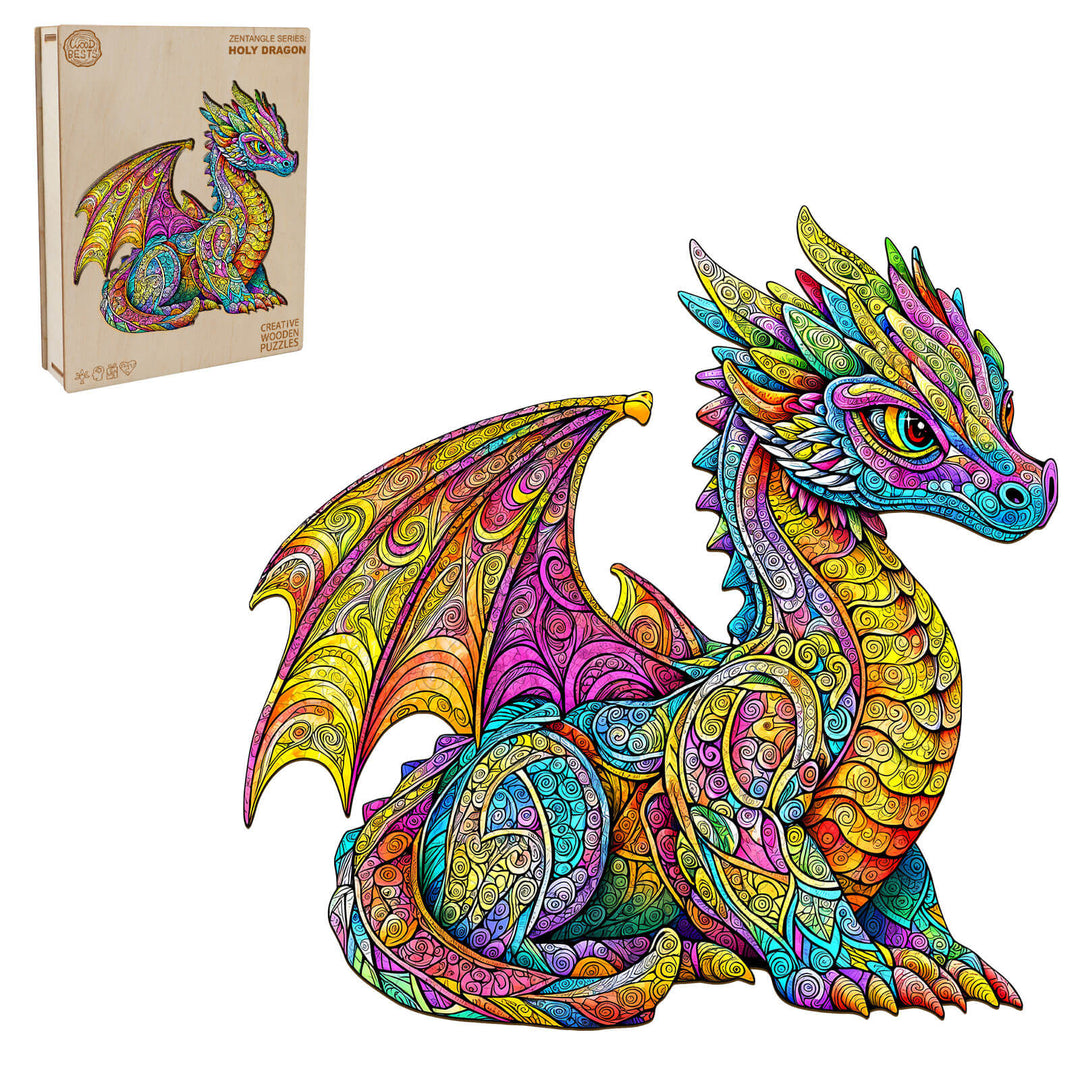 Zentangle Series: Holy Dragon Wooden Jigsaw Puzzle - Woodbests