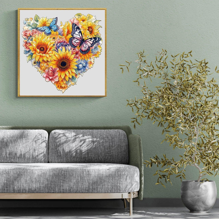 Sunflowers And Butterflies Wooden Jigsaw Puzzle-Woodbests