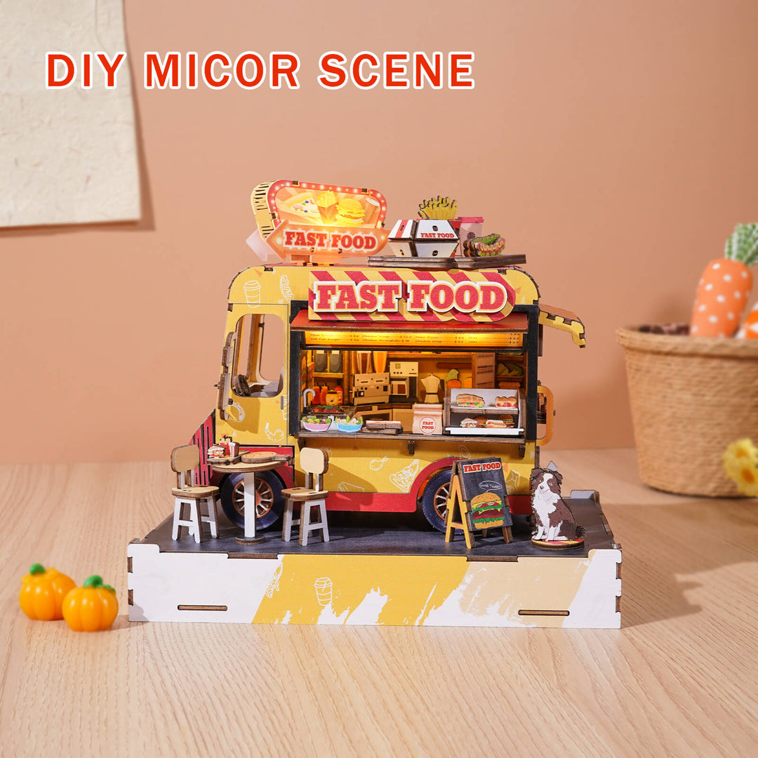 Fast Food Cart – DIY Miniature House, 3D Wooden Puzzle