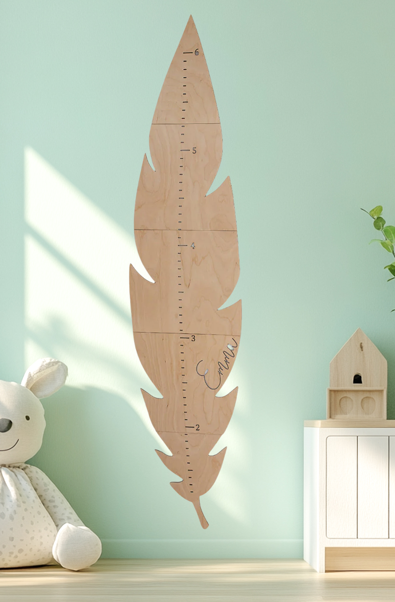 Personalized Wooden Feather Growth Chart
