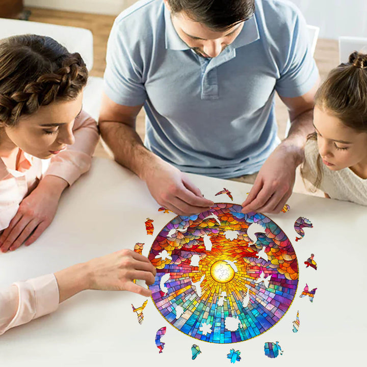 Stained Glass Rainbow Wooden Jigsaw Puzzle