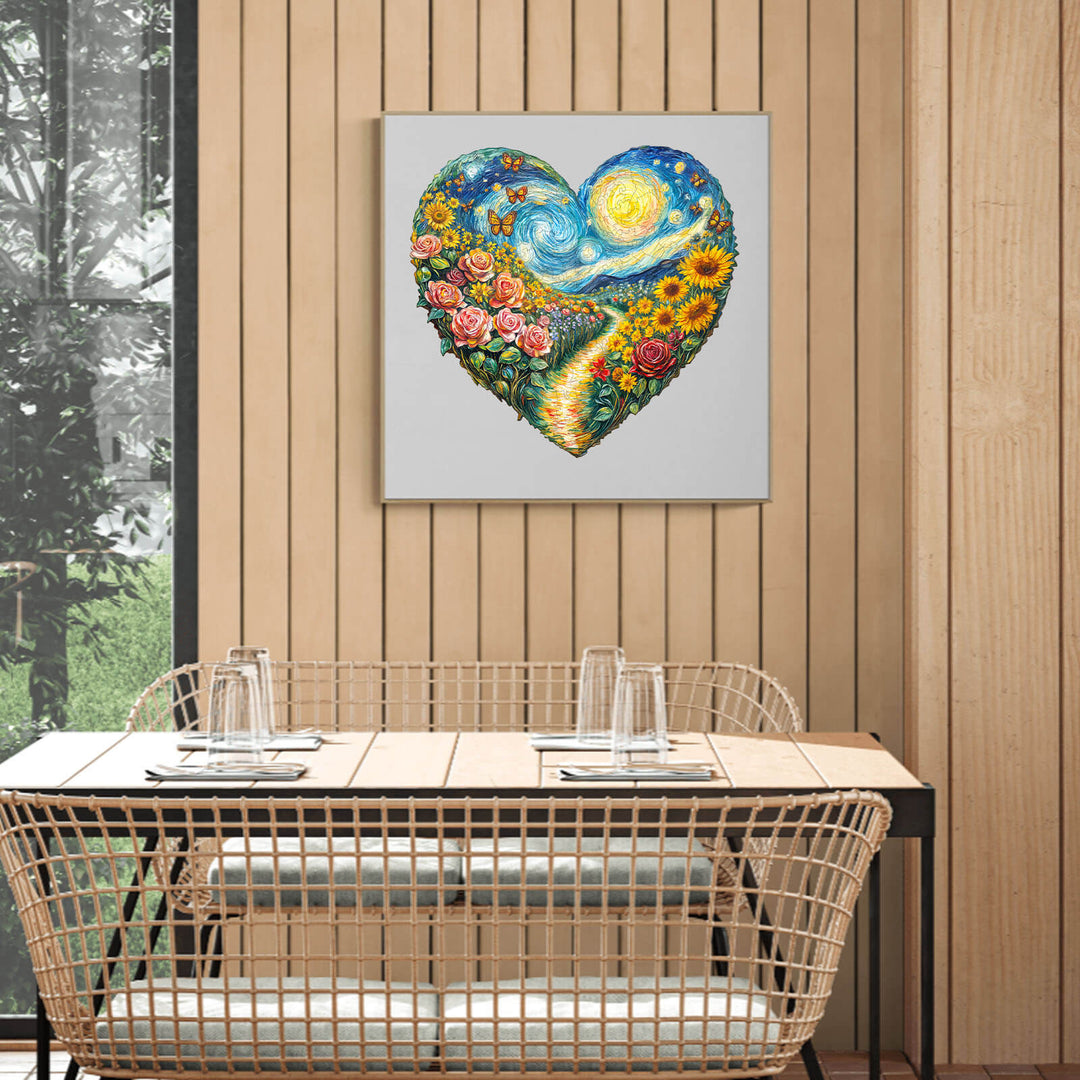 Heart-shaped Garden Wooden Jigsaw Puzzle