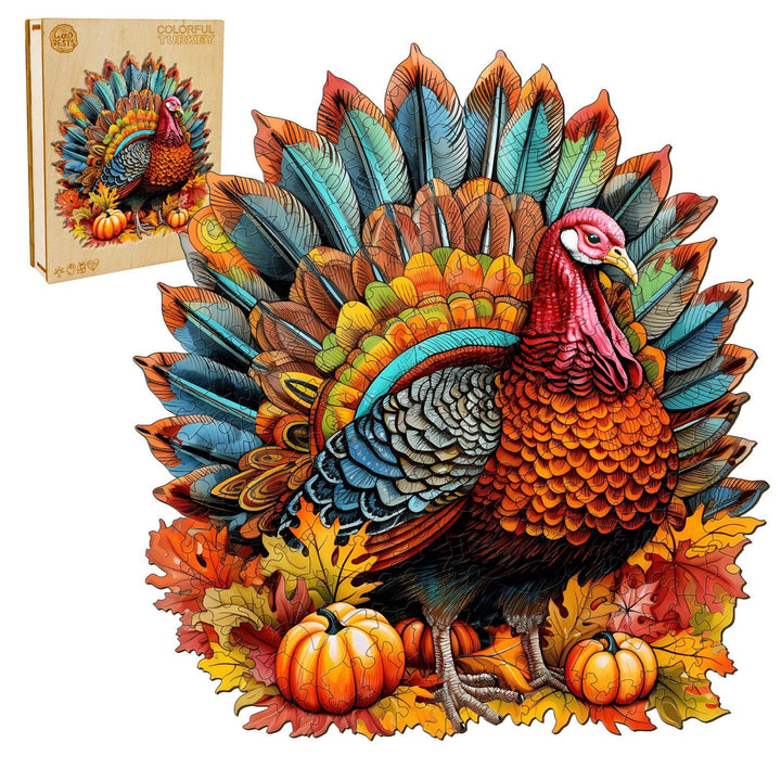 Colorful Turkey Wooden Jigsaw Puzzle-Woodbests