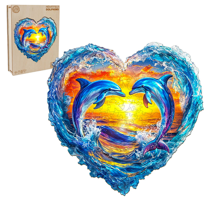 3D Heartfelt Dolphins Wooden Jigsaw Puzzle