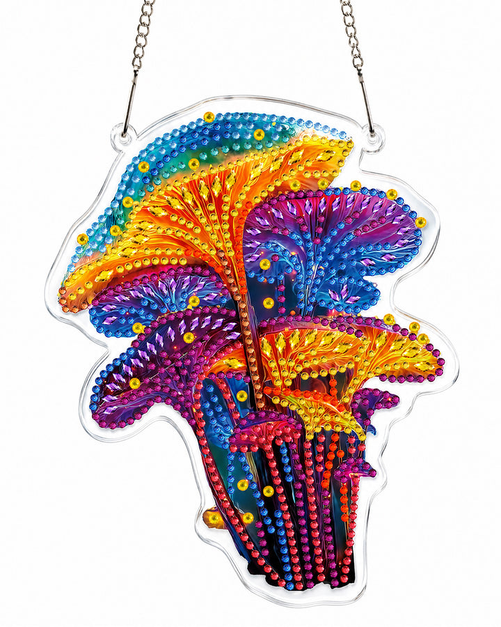 5D DIY Diamond Painting Suncatcher Kit - Fantasy Rainbow Mushrooms