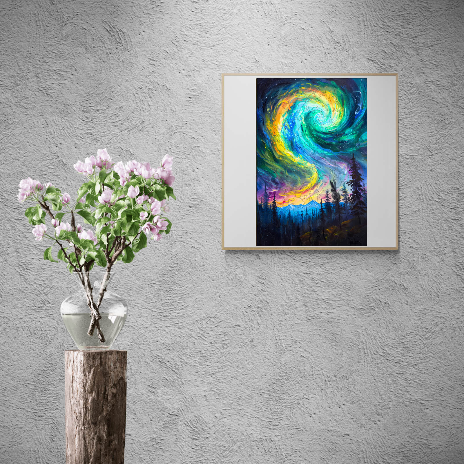 Night Aurora-1 jigsaw puzzle art print, showcasing vibrant colors and swirling patterns, perfect for decor and inspiring creativity.