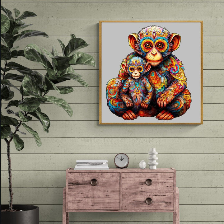 Monkey Family Wooden Jigsaw Puzzle-Woodbests