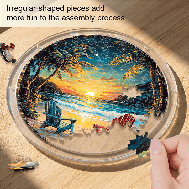 Acrylic Jigsaw Puzzle Suncatcher - Tropical Sunset