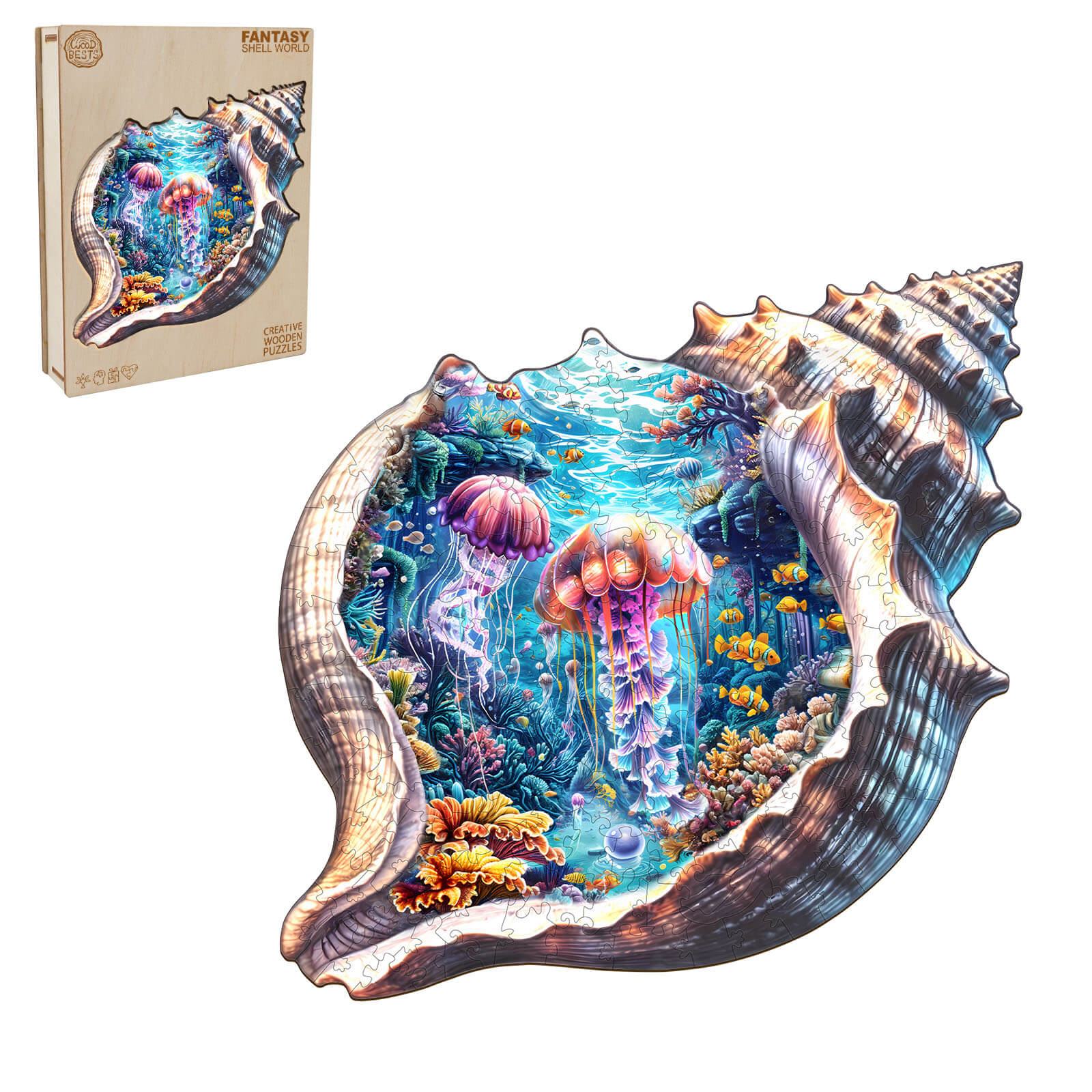 Fantasy Shell World Wooden Jigsaw Puzzle