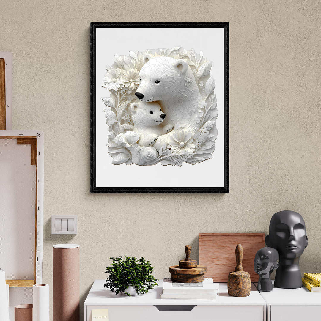 3D Parent Child Polar Bear Wooden Jigsaw Puzzle