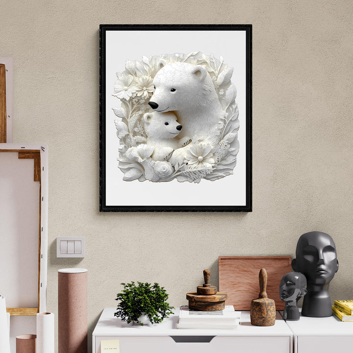 3D Parent Child Polar Bear Wooden Jigsaw Puzzle