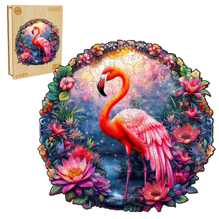 Elegant Flamingo Wooden Jigsaw Puzzle-Woodbests