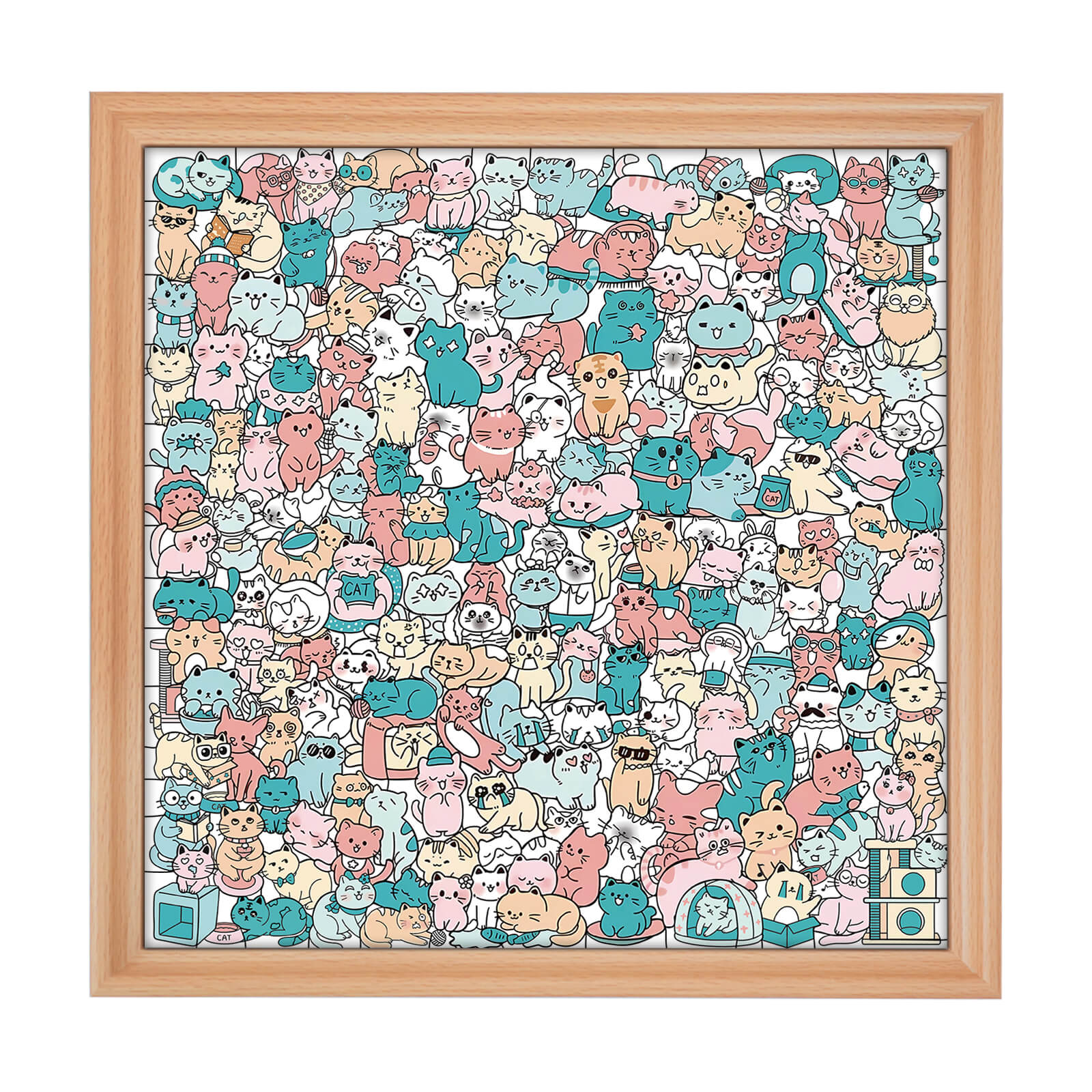 Puzzle carré en bois 200 pièces couleur Morandi en forme de chat adorable