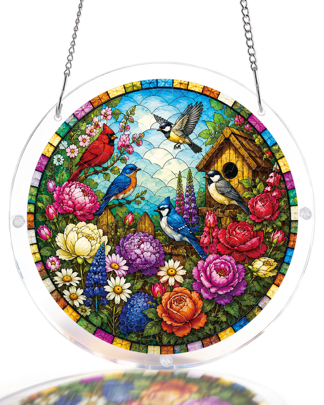 Acrylic Jigsaw Puzzle Suncatcher - Garden Songbirds
