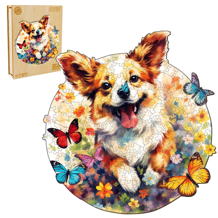 Lovable Puppy Wooden Jigsaw Puzzle-Woodbests