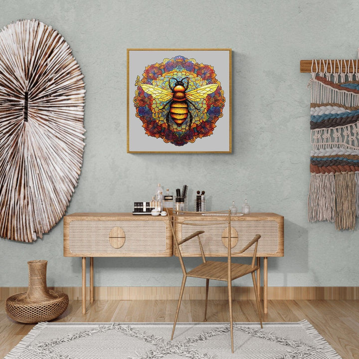 Mandala Bee Wooden Jigsaw Puzzle