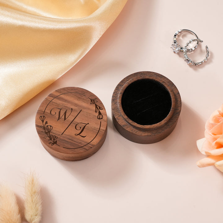 Personalized Wooden Double Setting Wedding Ring Box