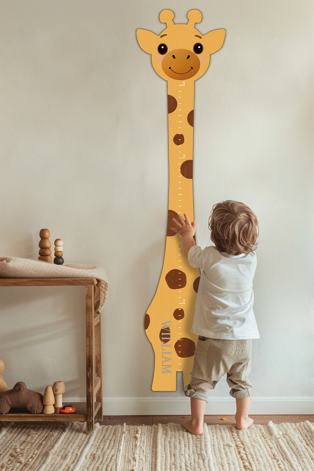 Règle de croissance girafe en bois personnalisée
