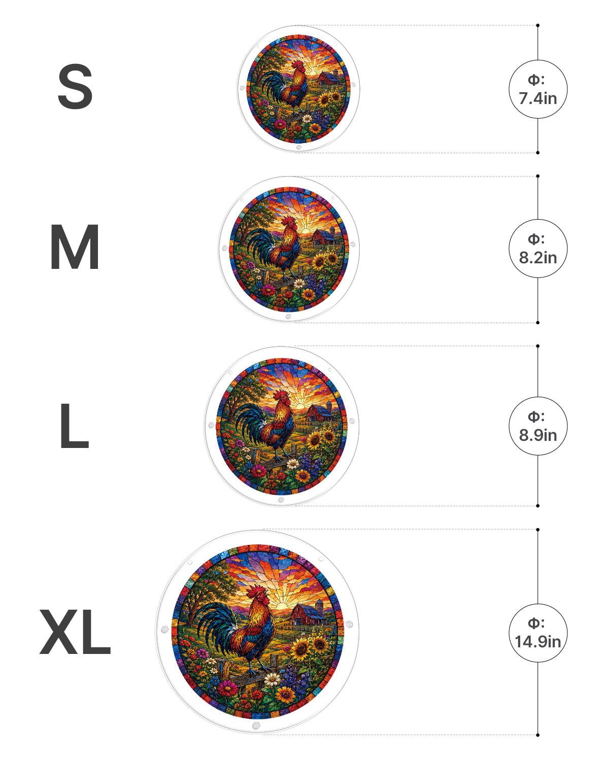 Acrylic Jigsaw Puzzle Suncatcher - Sunrise Rooster