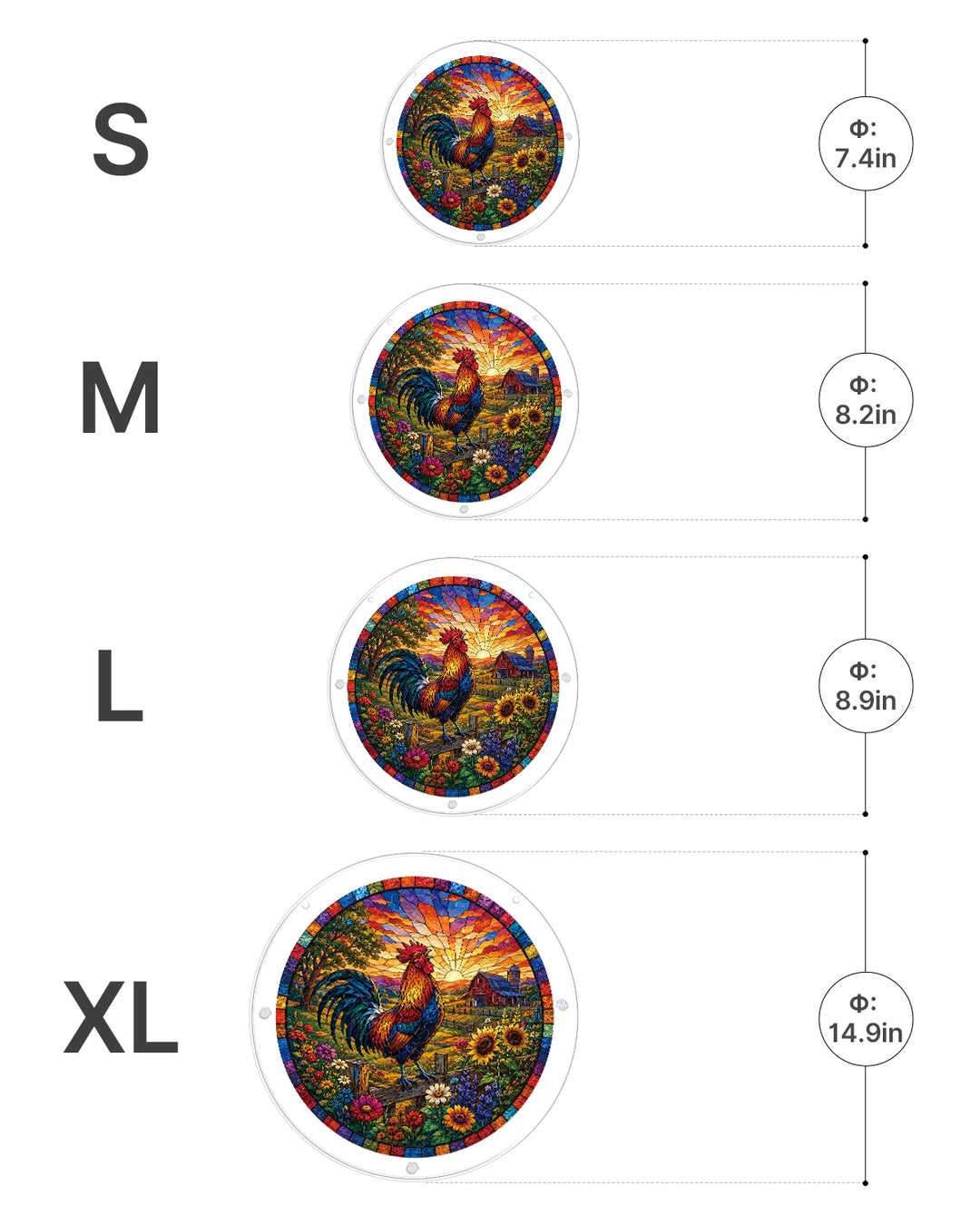 Acrylic Jigsaw Puzzle Suncatcher - Sunrise Rooster