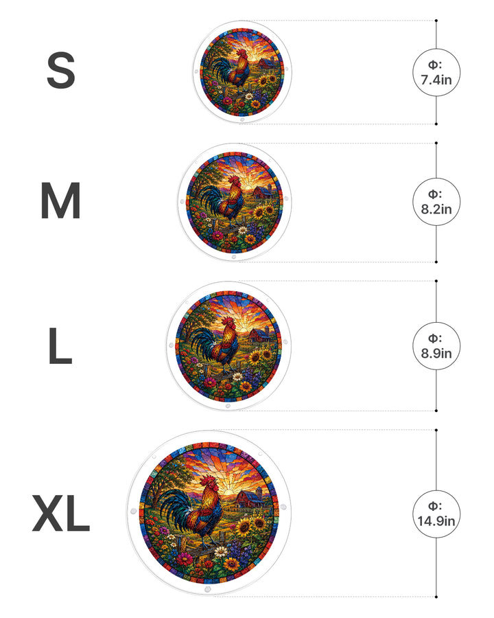 Acrylic Jigsaw Puzzle Suncatcher - Sunrise Rooster