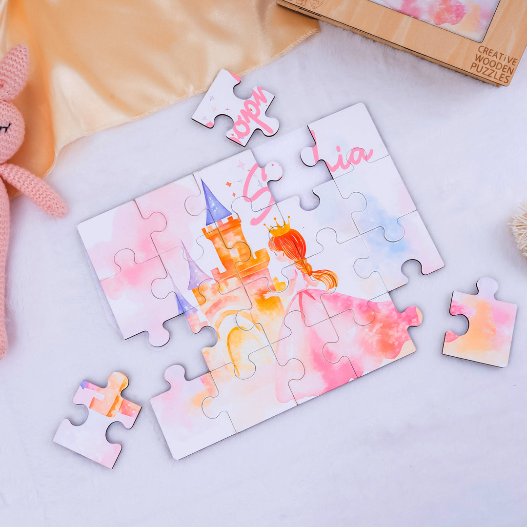 Fairy Tale Princess - Children's Name Custom Wooden Jigsaw Puzzle