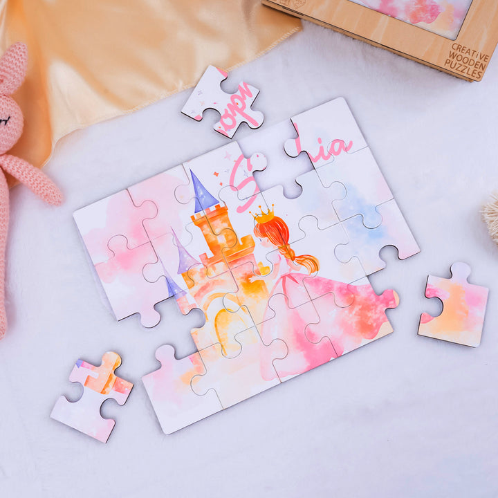 Fairy Tale Princess - Children's Name Custom Wooden Jigsaw Puzzle - By Woodbests