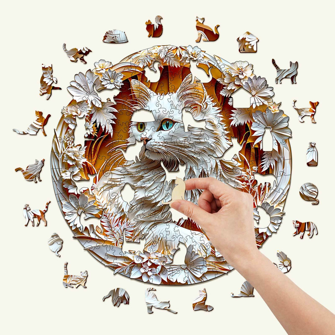 3D-Puzzle aus Holz mit Katze