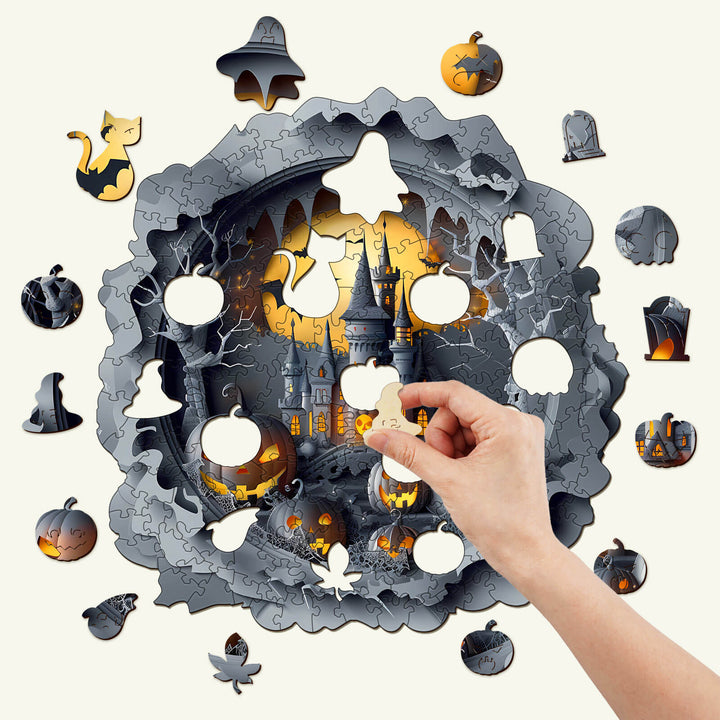 3D Halloween Castle-1 Wooden Jigsaw Puzzle