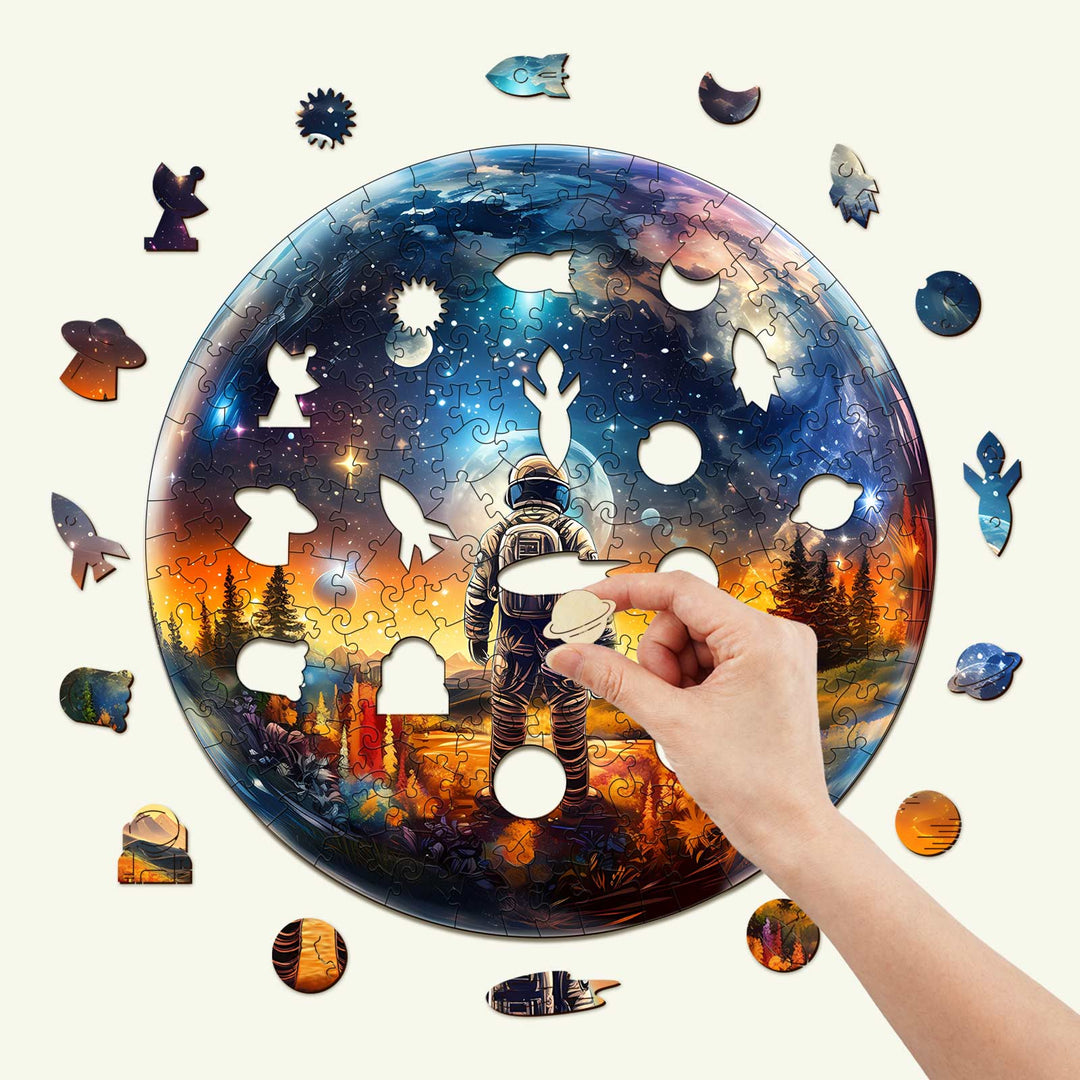 Crystal Ball Astronau Wooden Jigsaw Puzzle