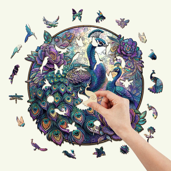 Parent Child Peacock Wooden Jigsaw Puzzle