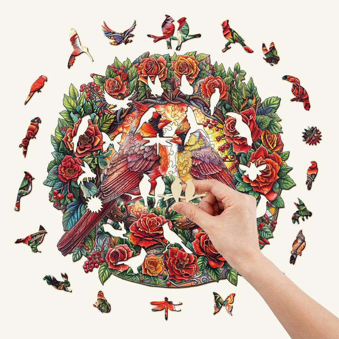 Rose Cardinal Wooden Jigsaw Puzzle - By Woodbests